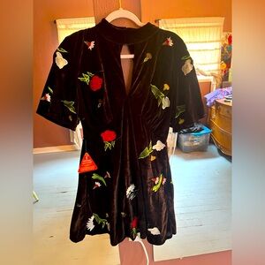 NWT Frock & Frill 90s inspired velvet embroidered dress
